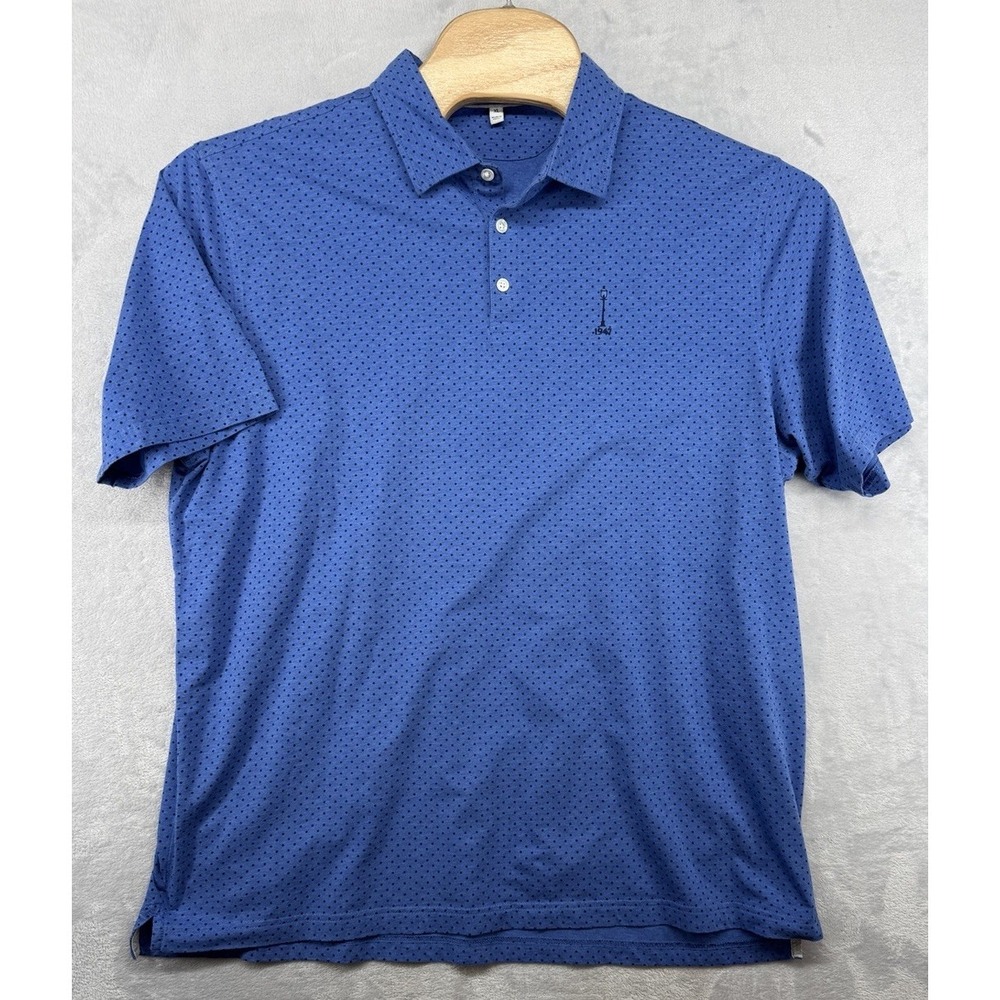 Peter Millar Crown Soft Polo Shirt Blue Pima Cotton Silk Golf Carmel CC Men's XL